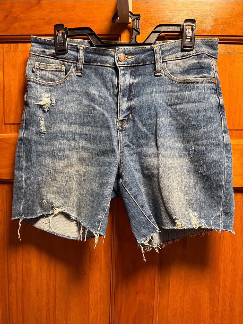 Judy Blue Light Blue Distressed Denim Shorts